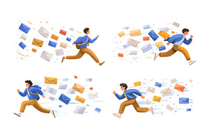 Employee run away from mails. Email, an Object Illustration by Stock-Smart-Start
