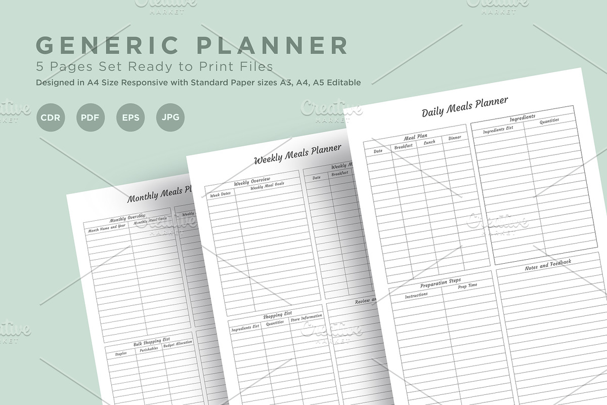 Meal Planning Pages Set V-10, a Stationery Template by shahsoft (Photo 1 of 3)