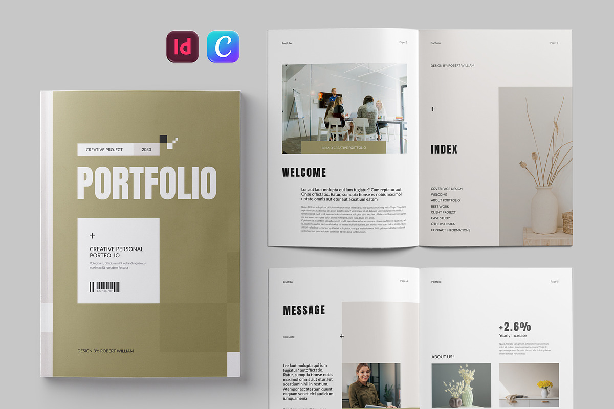 Portfolio Template Canva, a Brochure Template by Pixelpick (Photo 1 of 9)