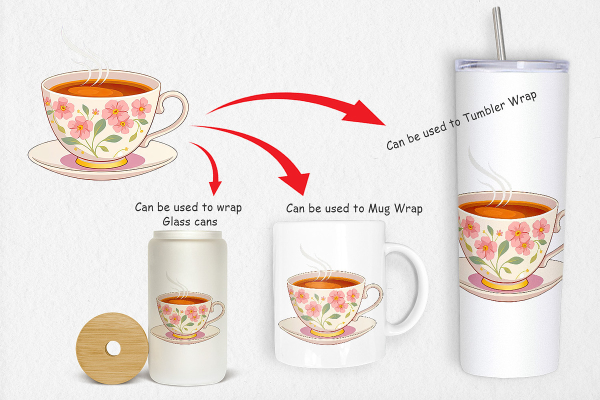 Spring Tea Clipart, a Graphic by Artnoy (Photo 4 of 5)