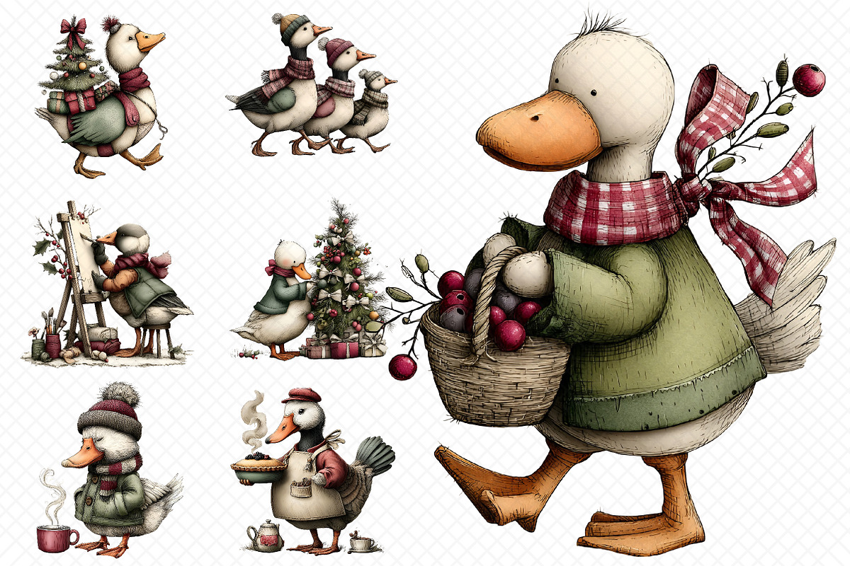Whimsical Geese Clipart, an Illustration by cherrydesign (Photo 2 of 3)