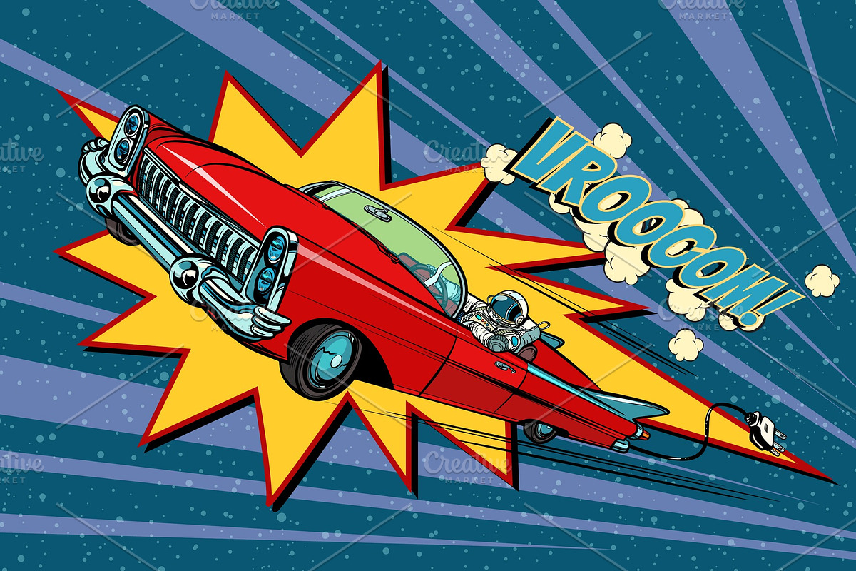electric car space, high speed, a Technology Illustration by studiostoks