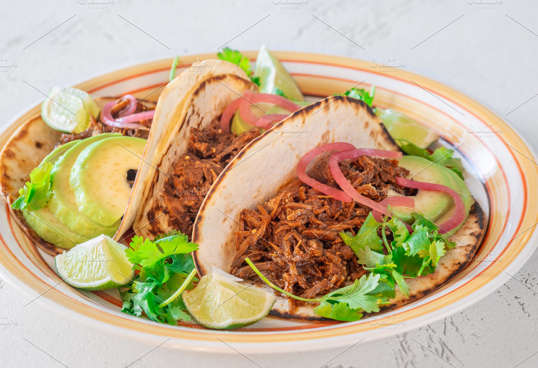 Pulled beef tacos with avocado pickl, a Food & Drink Photo by Alexander Prokopenko