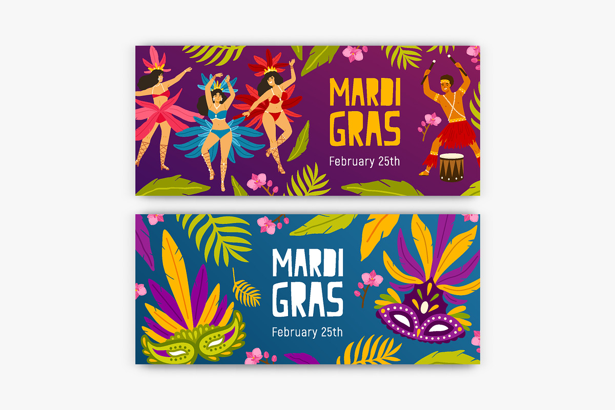 Mardi Gras backgrounds bundle, a Decorative Illustration by Good Studio (Photo 4 of 11)