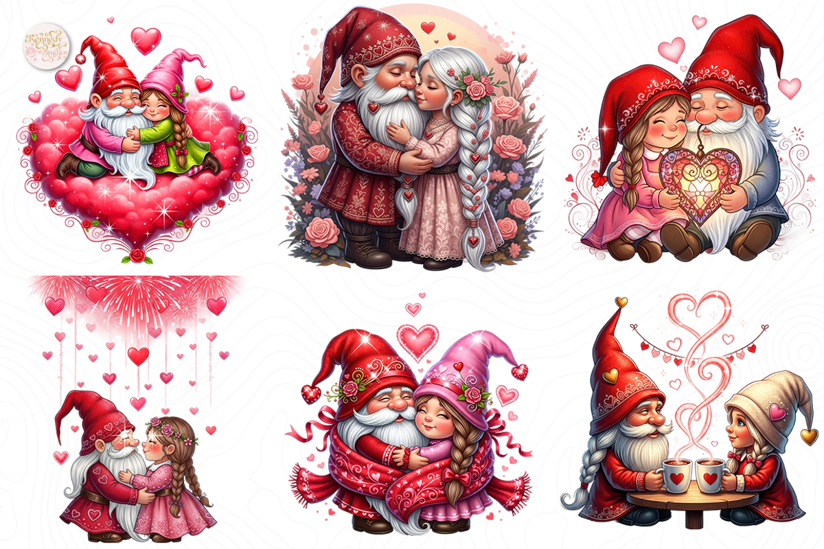 Valentine Gnome Couple PNG Clipart, a Person Illustration by KennedyStudio (Photo 3 of 5)