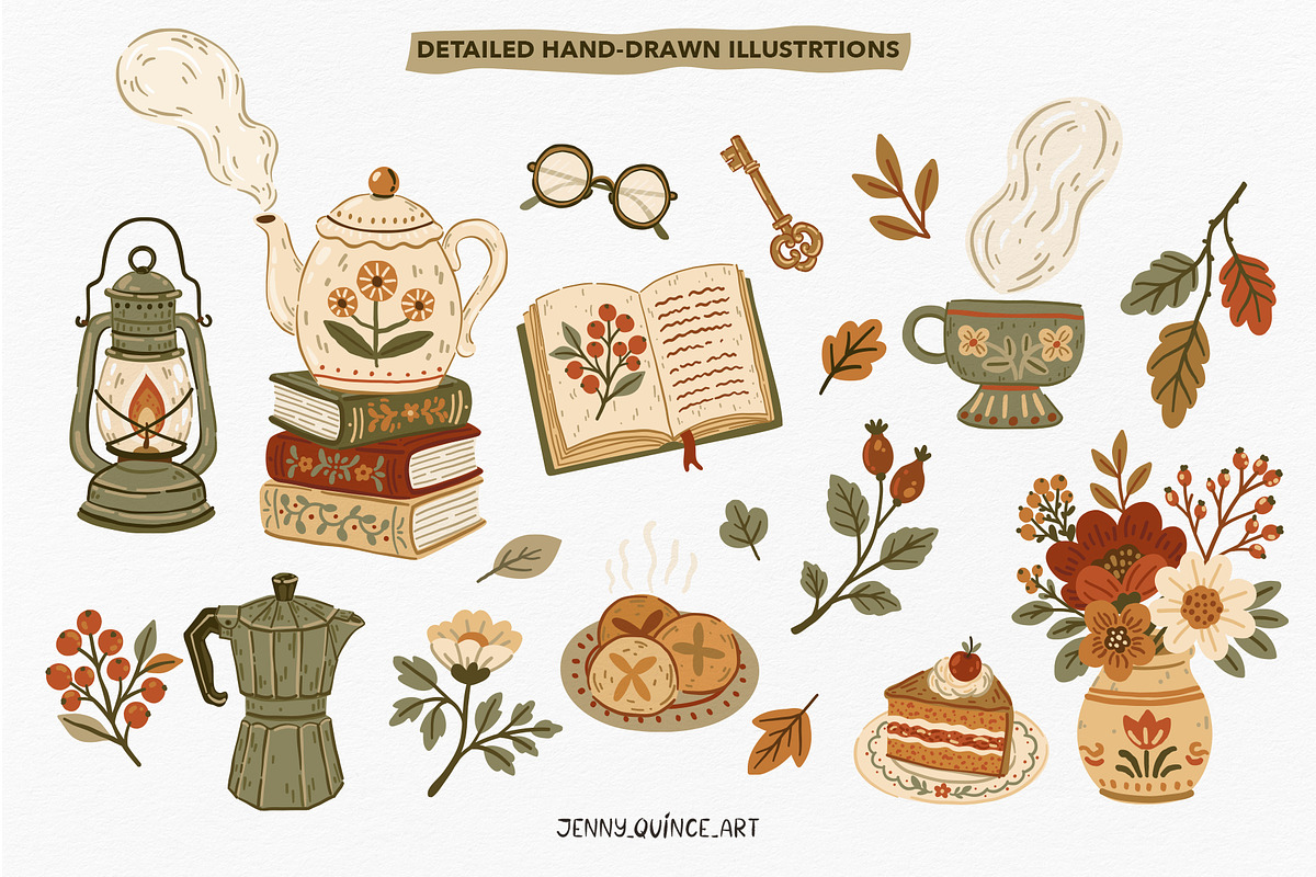 Cozy Autumn Rituals – Vector Clipart, a Decorative Illustration by Jenny Quince (Photo 3 of 12)