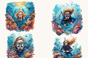 Watercolor Woman Diving Clipart, a Person Illustration by Design Scotch (Thumbnail 6 of 8)