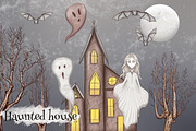 Ghost stories, Halloween clipart set, an Illustration by Mrs.Swan_Design (Thumbnail 4 of 7)