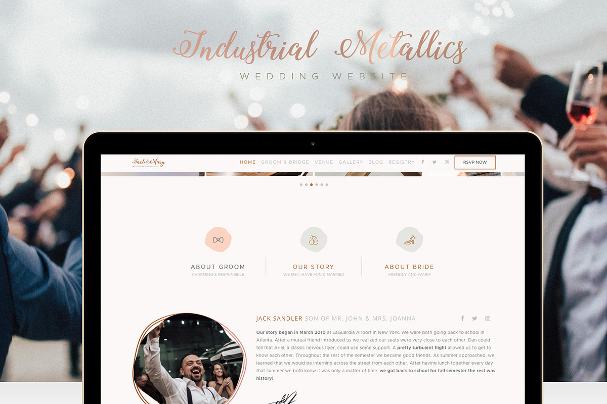 Industrial Metallics Wedding Website, a HTML Template by afahmy (Photo 4 of 9)