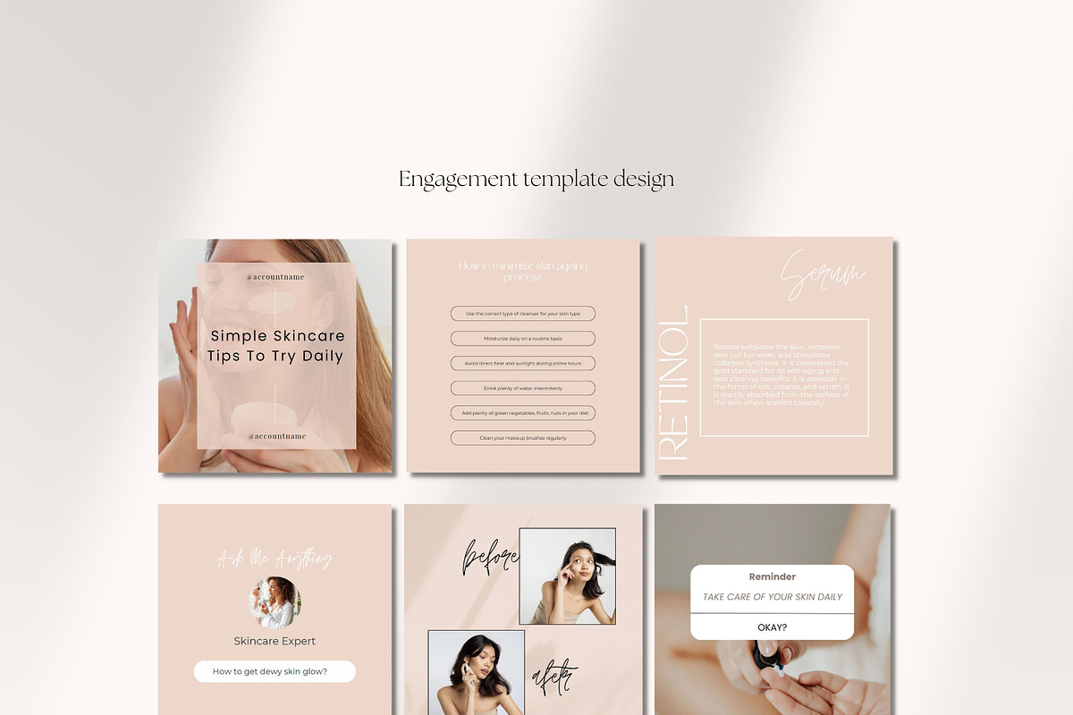 Skincare Instagram Template Canva, a Social Media Template by Deepa Template Studio (Photo 4 of 15)