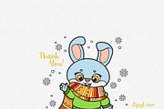 6 Cute cartoon Christmas rabbits, an Animal Illustration by Azuzlikus (Thumbnail 4 of 4)