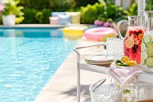 Summer pool party with refreshing dr, a Photo by Dvoevnore photos