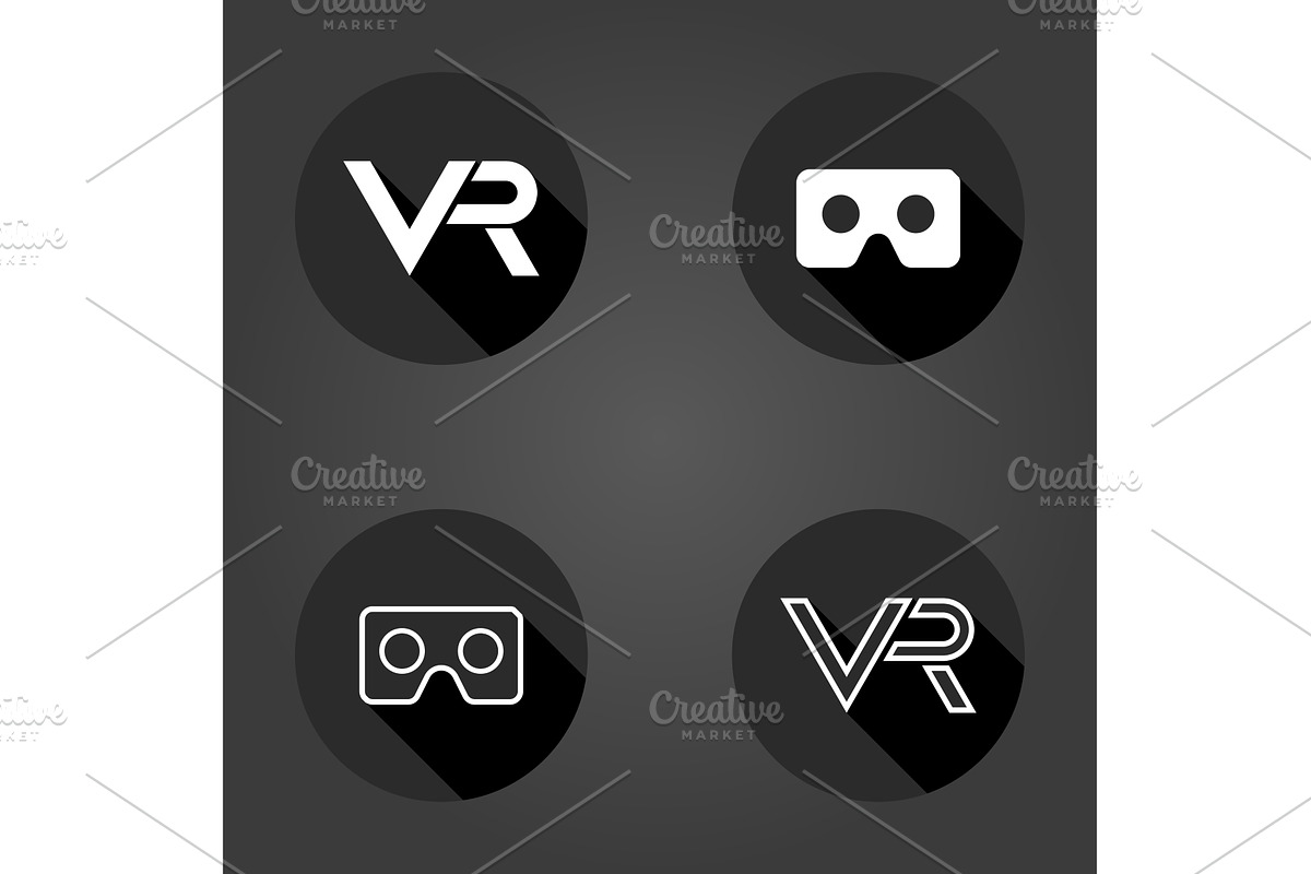 Black and white Flat Icons With VR, an Icon by FineArtStudio (Photo 1 of 3)