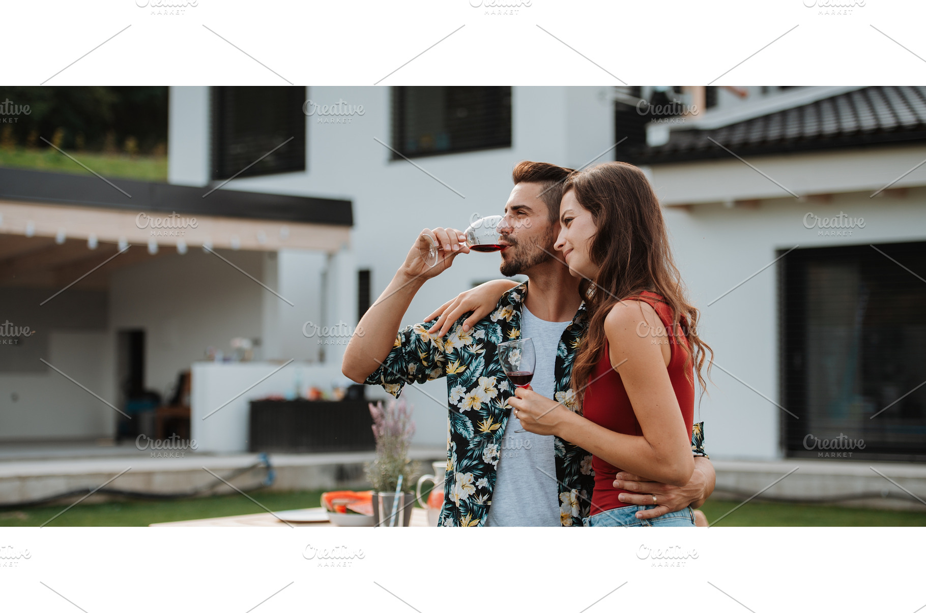 Married couple enjoying glass of, a Nature Photo by HalfPoint
