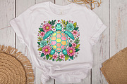 Boho Sea Turtle Png, Floral Summer, an Illustration by CraftArtStudio (Thumbnail 3 of 4)