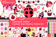 Ladybug Party Red,Pink, an Illustration by Mia's Graphic Design (Thumbnail 1 of 9)