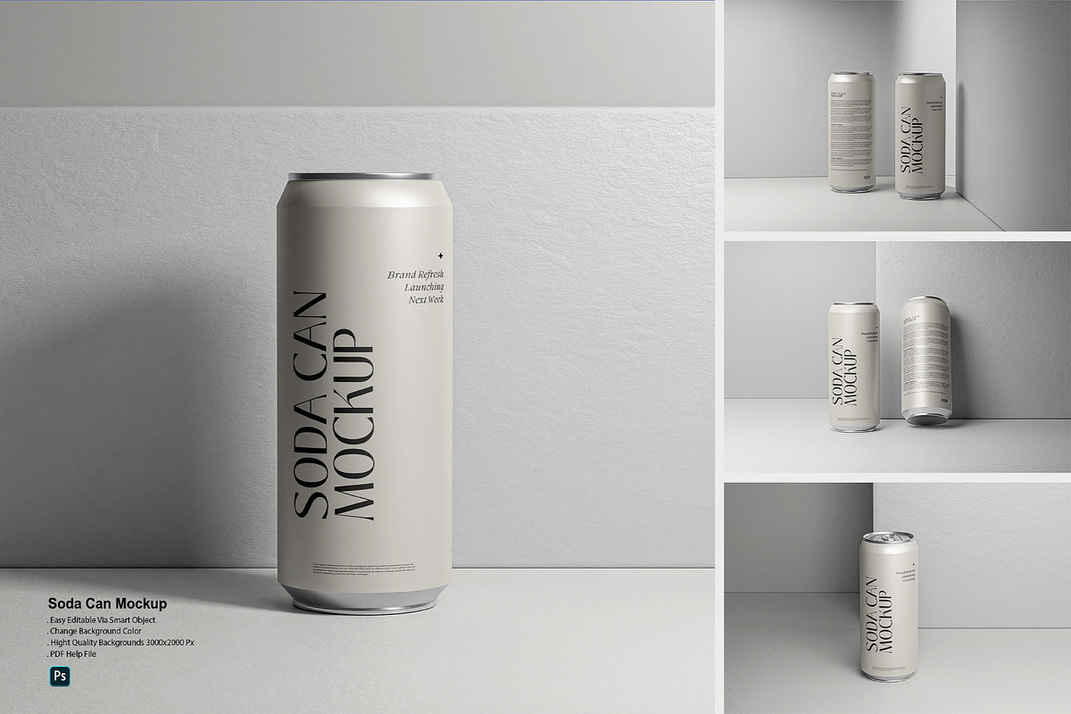 High Quality Soda Can Mockup Set, a Product Mockup by Graphic_world89 (Photo 1 of 5)