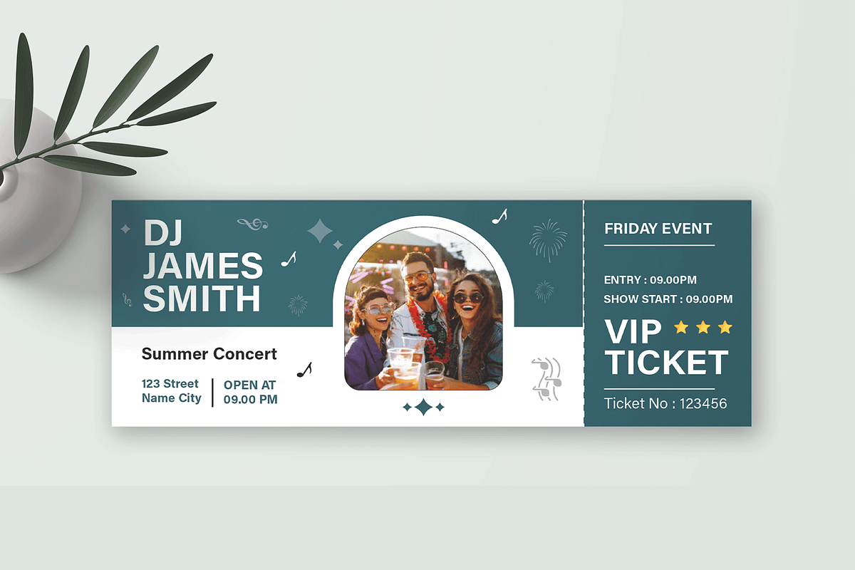 Event Party Ticket Template, a Card Template by MightyDesign (Photo 2 of 6)