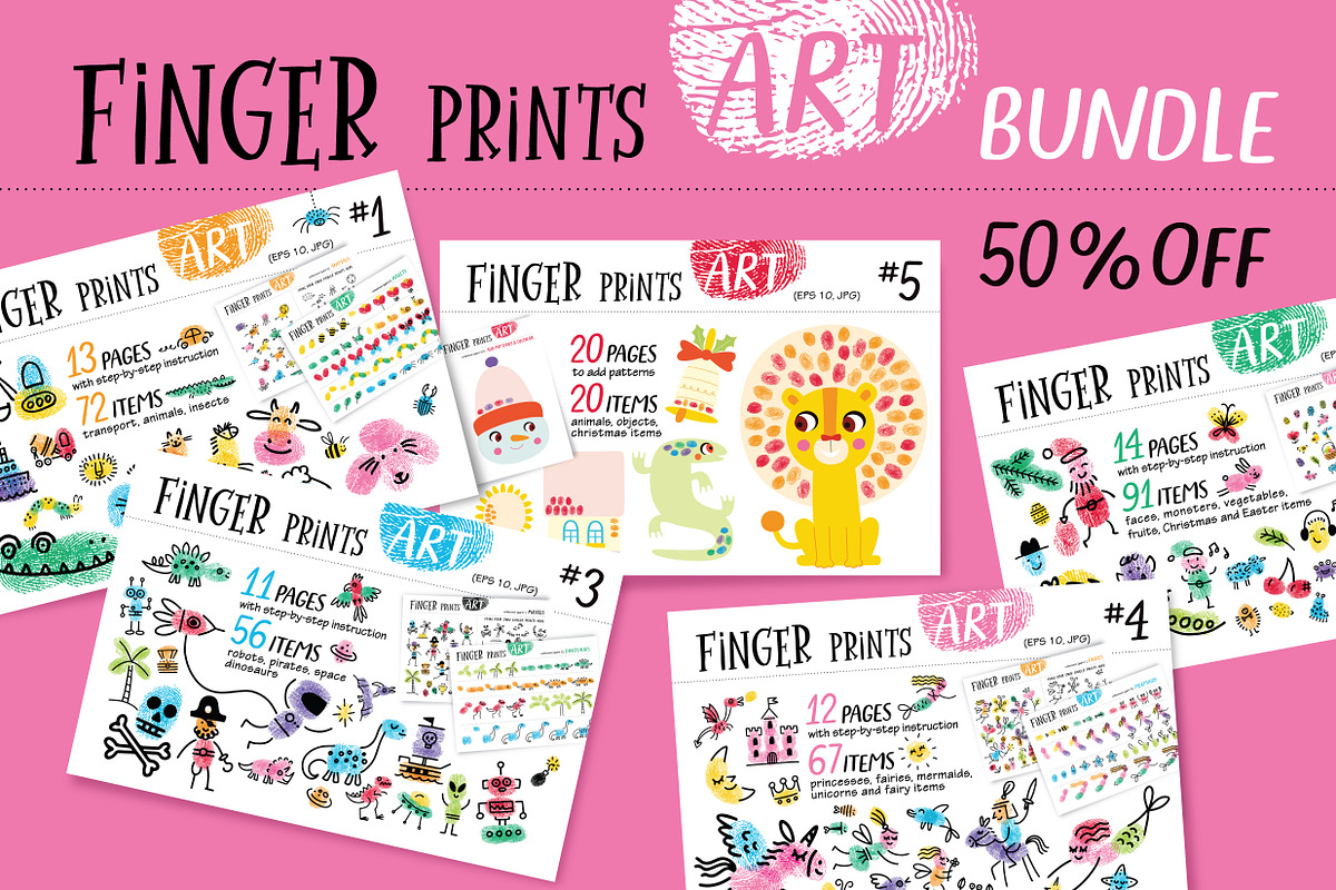 Finger Prints ART BUNDLE, an Education Illustration by Alena Razumova (Photo 1 of 6)