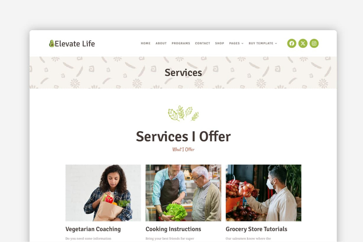 Elevate Life – Dietitian WP Theme, a WordPress Template by Your Theme Shop (Photo 5 of 9)