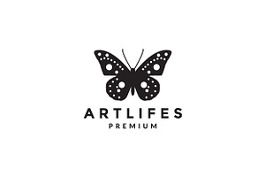 Black Butterfly Dots Logo Symbol