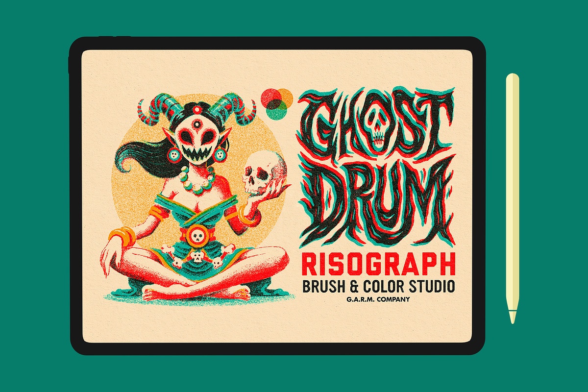 Ghost Drum • Risograph (Procreate), a Brush Add-On by G.A.R.M. Company (Photo 1 of 11)