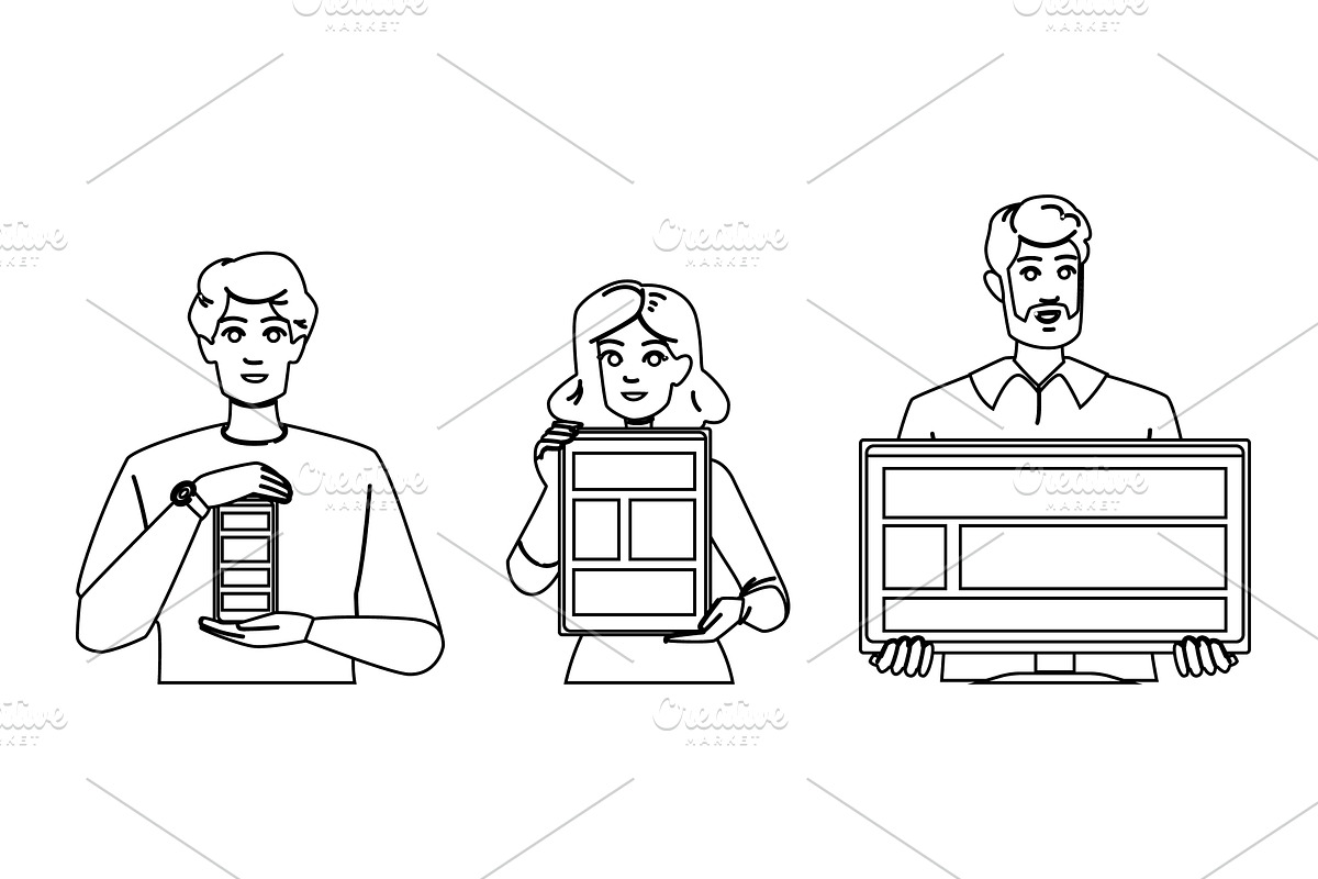 mockup responsive design vector, a Technology Illustration by pikepicture