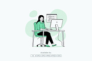 Freelance Woman Working on Computer, a Work Illustration by Partikusi Design (Thumbnail 3 of 3)