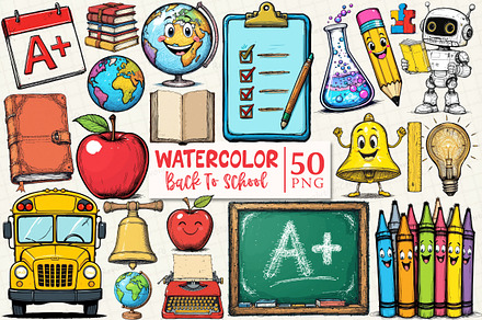 Back To School Sublimation Clipart, an Illustration by OK Design