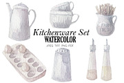 Kitchenware set in watercolor, an Illustration by My watercolor shop (Thumbnail 1 of 7)