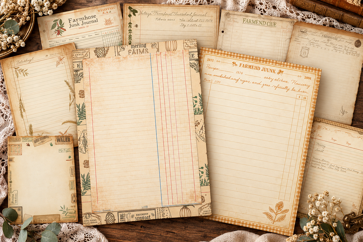 Vintage Farmhouse Junk Journal Paper, a Background Graphic by Printable Treasure (Photo 2 of 3)