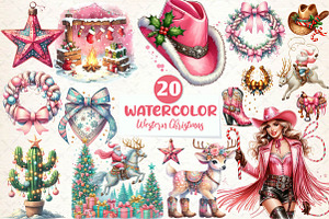 Coquette Western Christmas Clipart