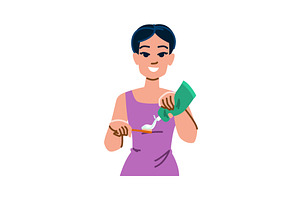 Woman squeezing toothpaste onto, an Object Illustration by pikepicture
