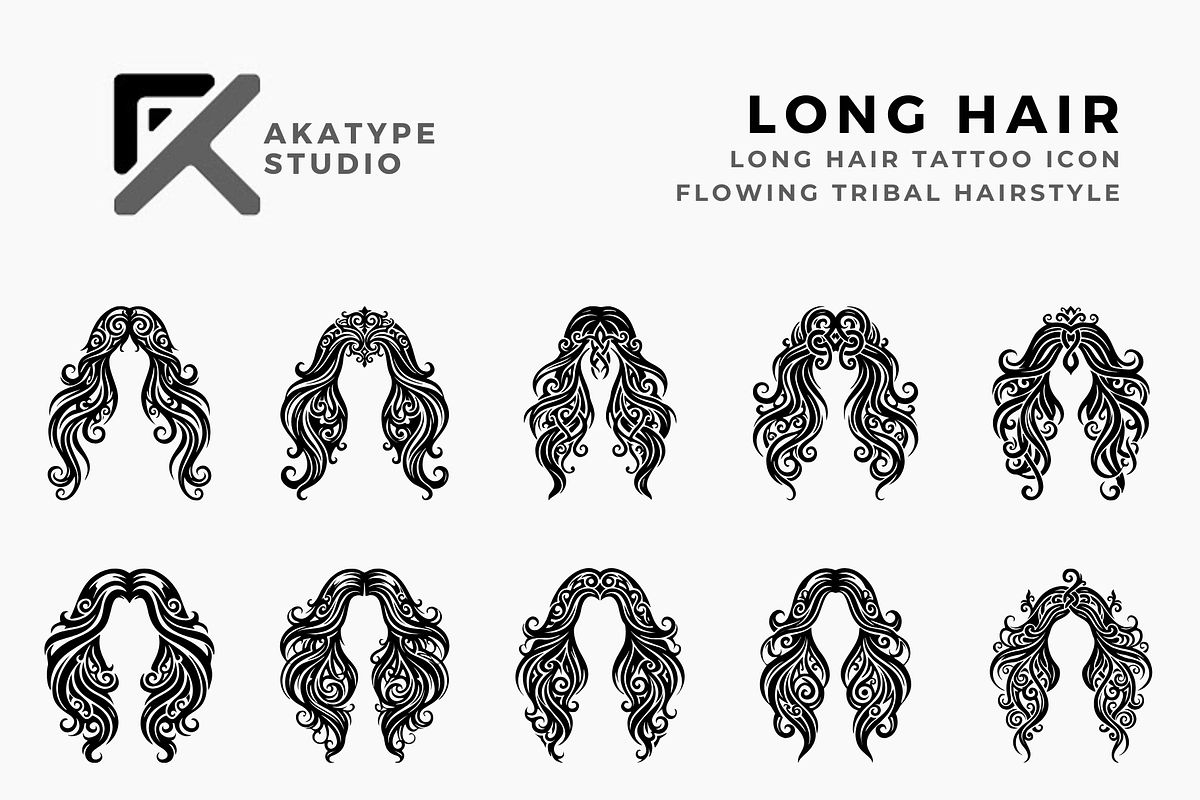Long Hair Tattoo Icon, a Solid Icon by Akatype Studio (Photo 1 of 3)