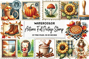 Autumn Fall Postage Stamp Clipart, an Illustration by DreamArtGraphic (Thumbnail 1 of 5)