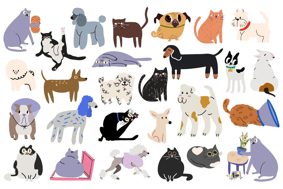 Cats and dogs vector illustrations, an Animal Illustration by Luamor (Photo 7 of 15)