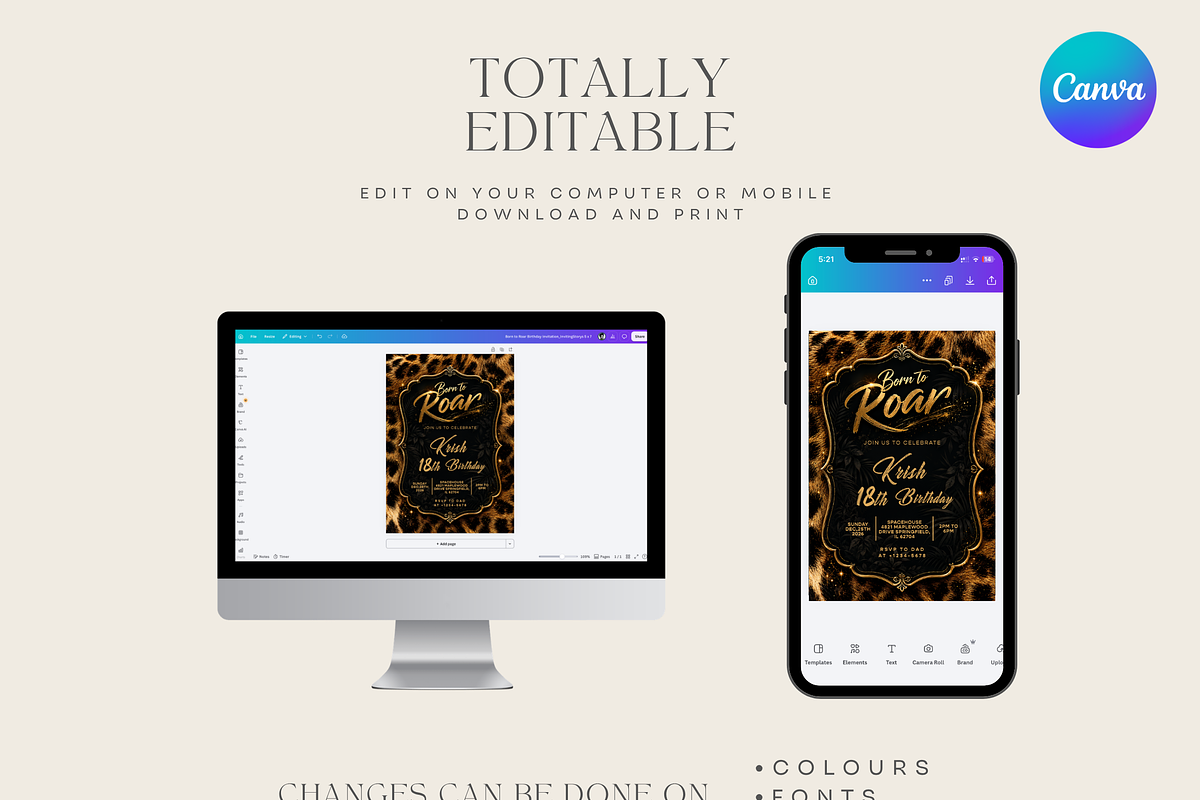 Leopard Print Birthday Invitation, an Invitation Template by InvitingStorys (Photo 7 of 11)