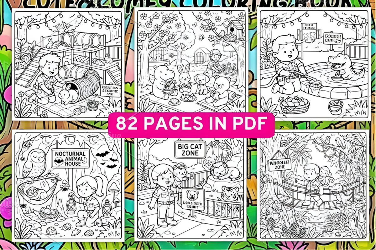 Cozy Zoo Life Cute&Comfy Coloring, a Decorative Illustration by Design Station (Photo 2 of 3)
