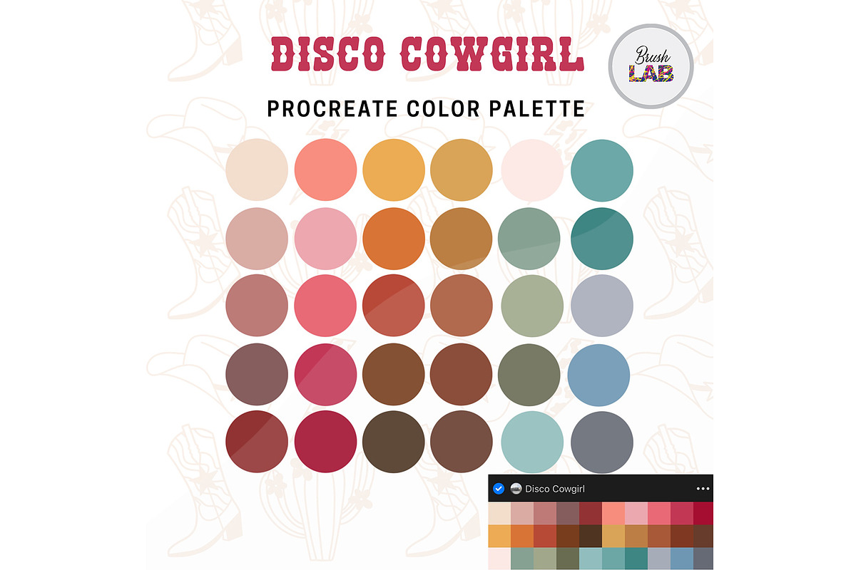 Disco Cowgirl Procreate Set, a Brushes & More by Brush Lab (Photo 8 of 8)