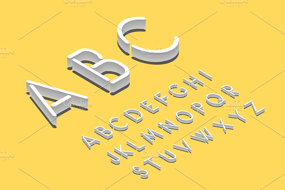 Isometric font alphabet with shadow, an Object Graphic by majcot (Photo 2 of 5)