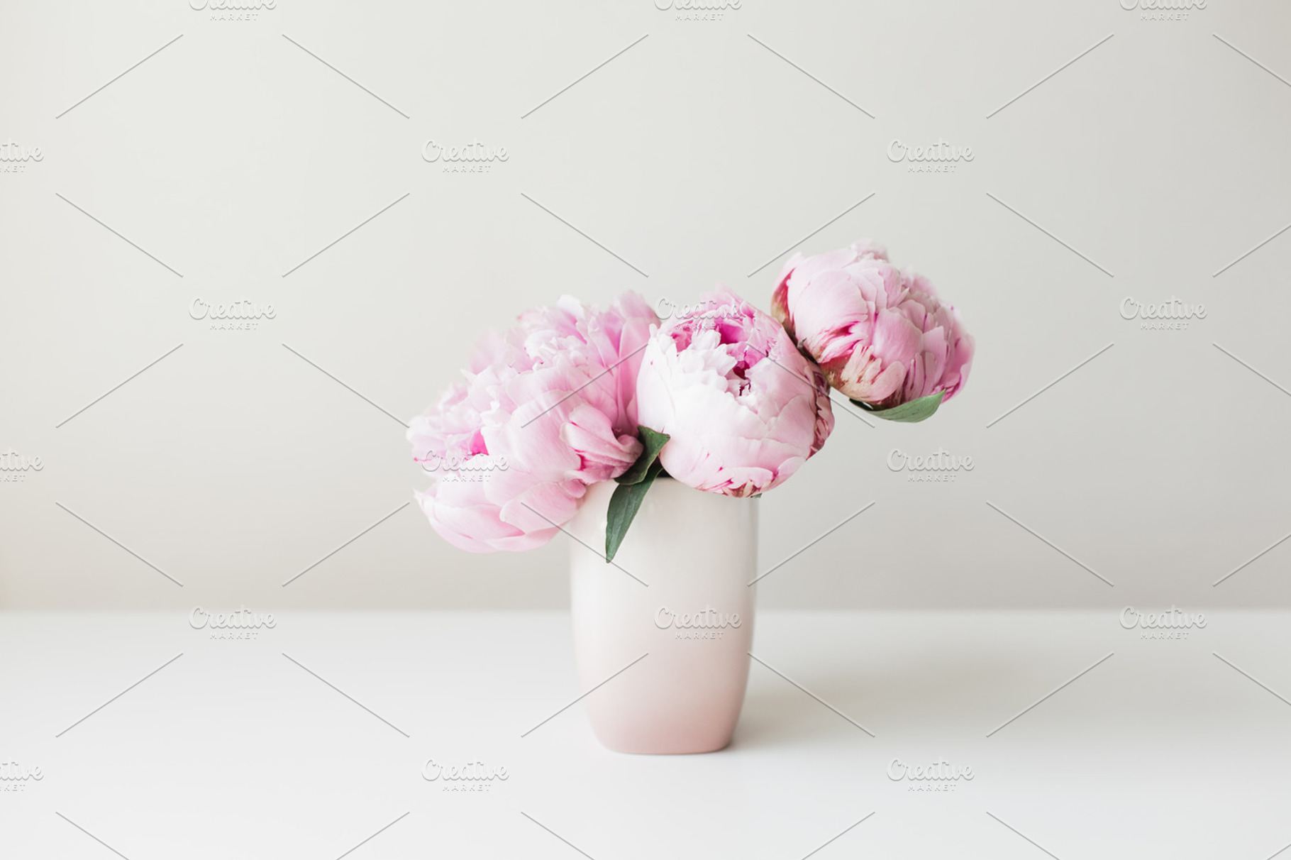 Pink Vase of Pink Peonies, a Nature Photo by Light & Grace