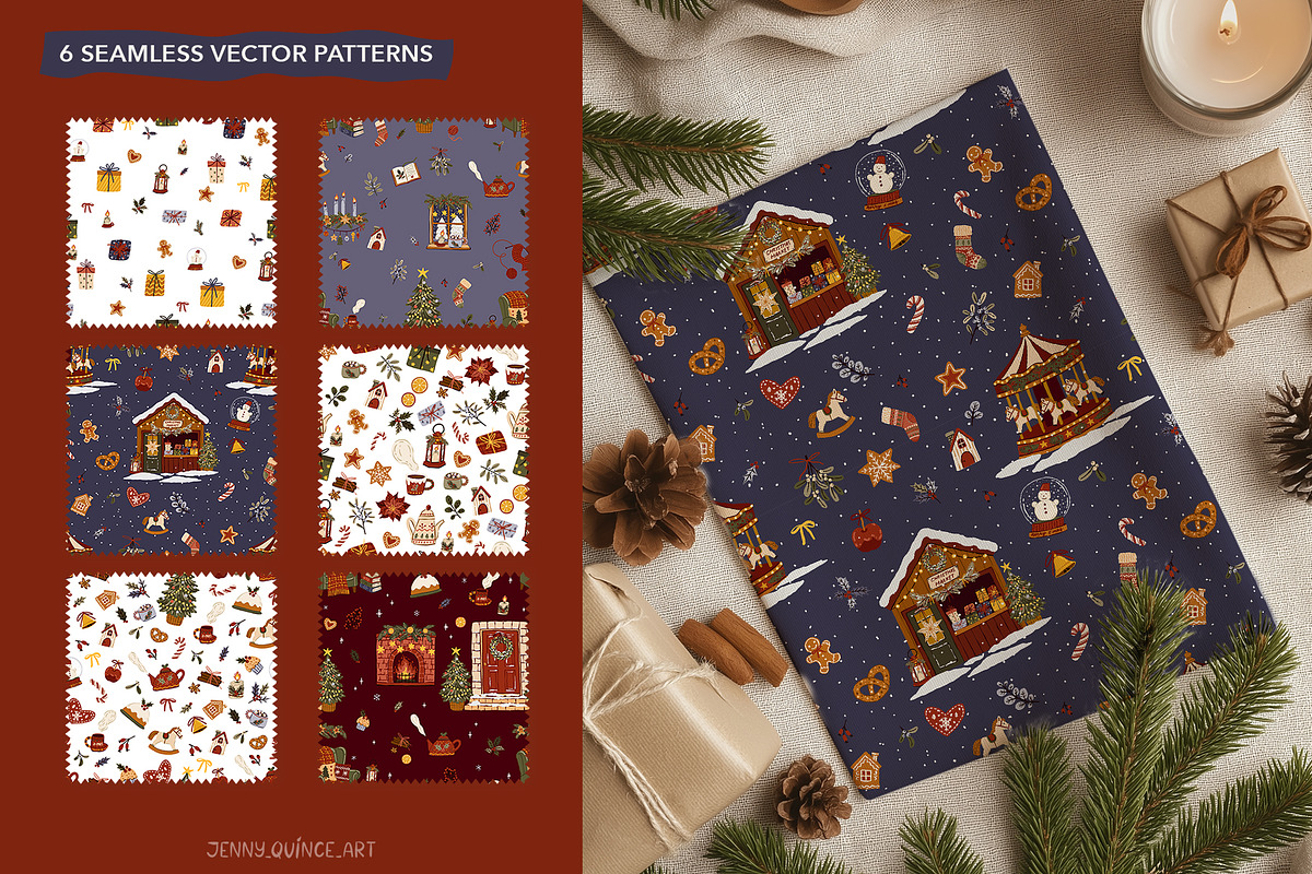 Cozy Christmas – Vector Clipart, a Seasonal Illustration by Jenny Quince (Photo 5 of 14)