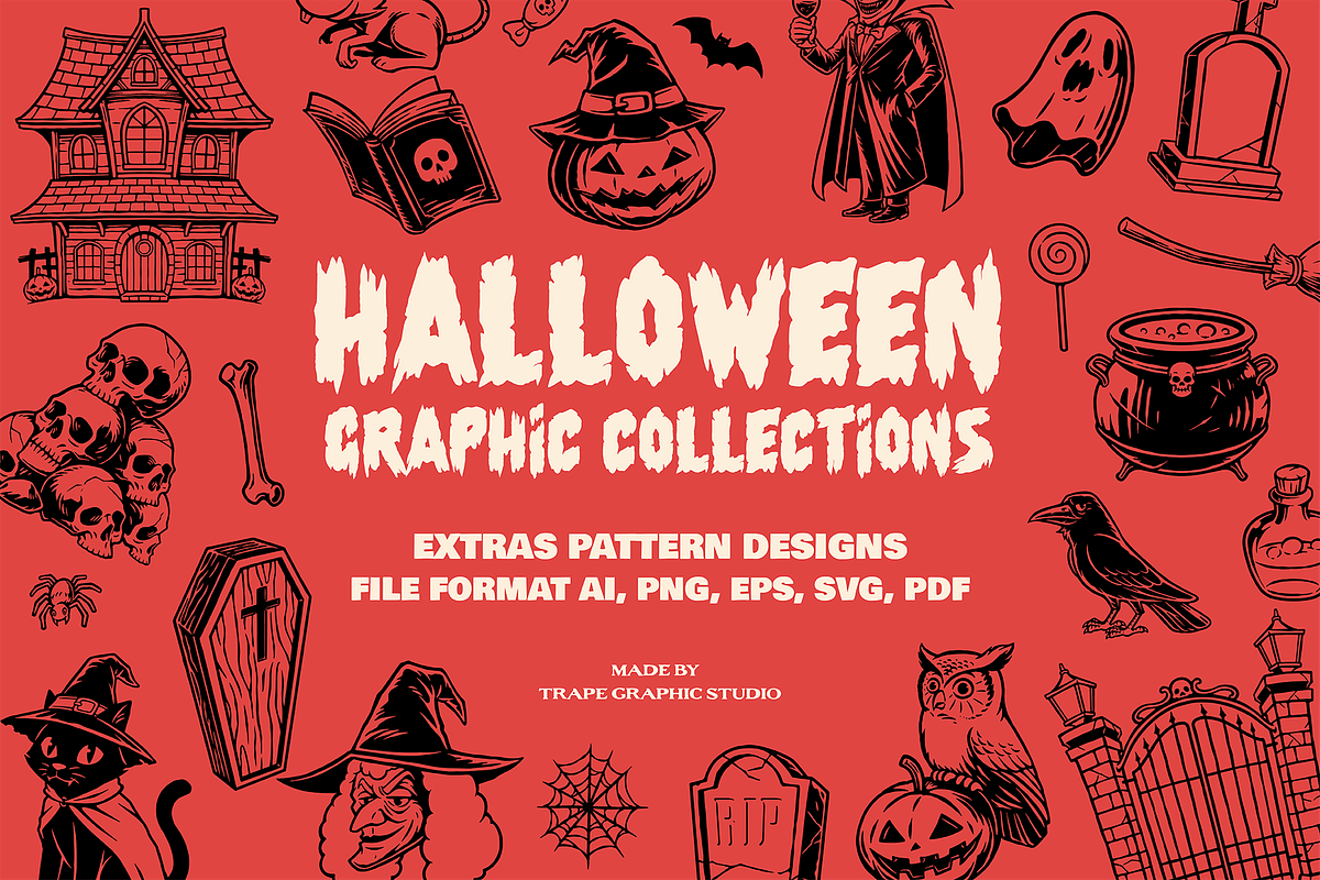 Spooky Halloween Graphic Collections, a Seasonal Illustration by Trape Graphic Studio (Photo 1 of 5)