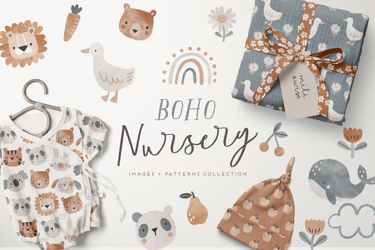 Boho Nursery Clipart and Patterns, an Illustration by Point and Poem (Photo 1 of 8)