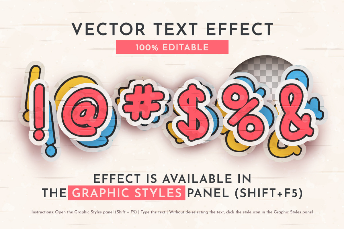 Stickers Editable Text Effect, a Layer Style Add-On by rwgusev (Photo 7 of 7)