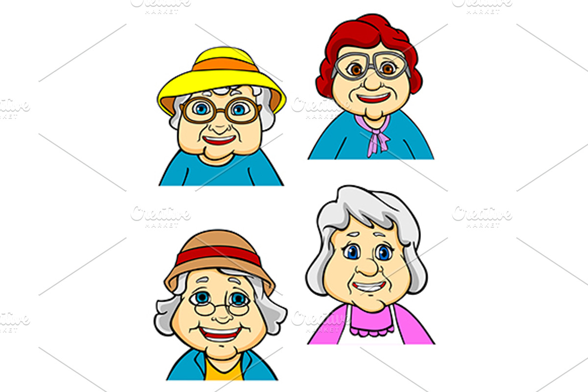 Cartoon happy old women and seniors, an Object Graphic by Vector Tradition (Photo 1 of 3)