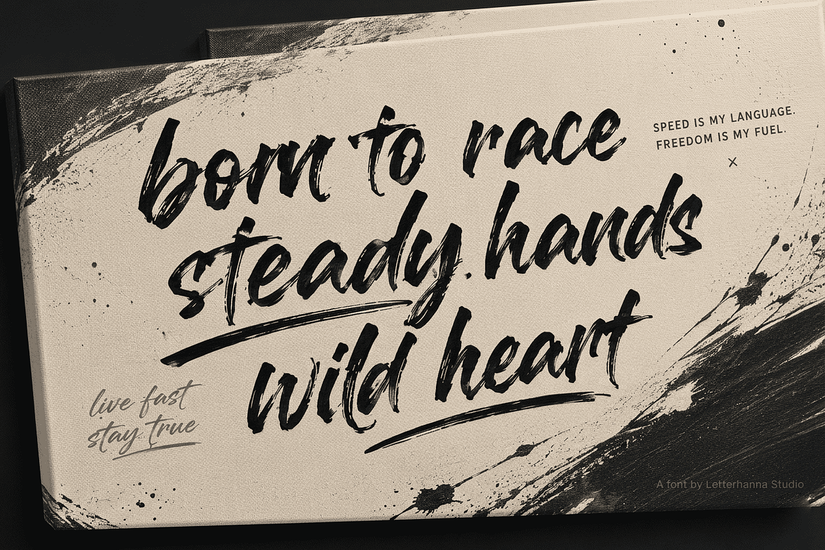 Blazing Hollow Bold Brush Script, a Script Font by Letterhanna Studio (Photo 9 of 9)