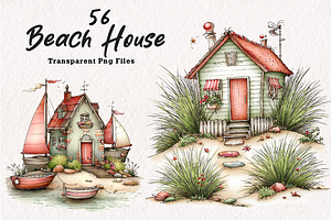 Beach House Clipart Bundle, an Illustration by CreationArt