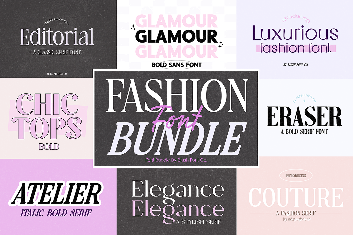 FASHION DISPLAY FONT BUNDLE, a Serif Font by Blush Font Co. (Photo 1 of 9)