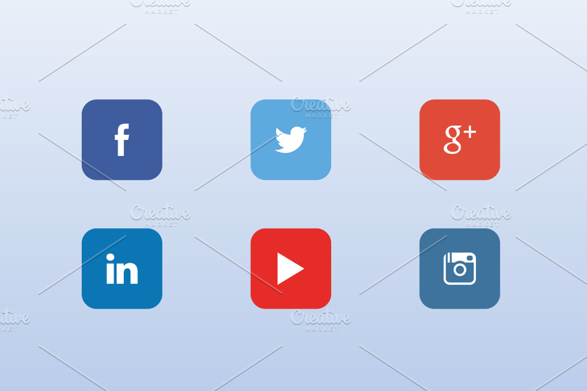 6 vector social icons, an Icon by DeepDesign